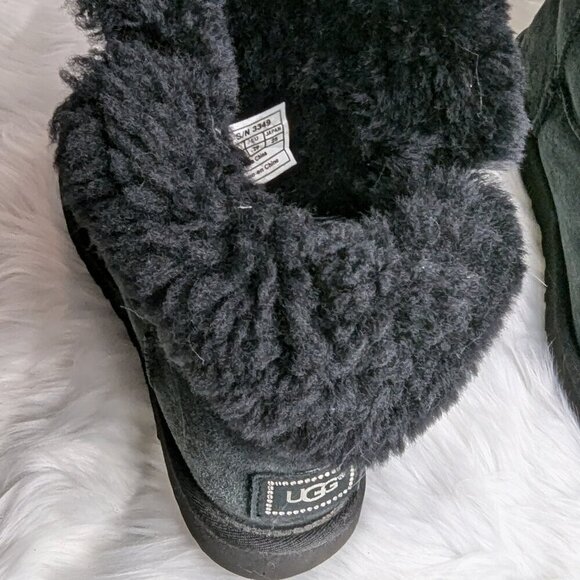 UGG Swarovski Bailey Button Bling Black Classic Calf Boots Women's Size US 8 - Picture 8 of 11